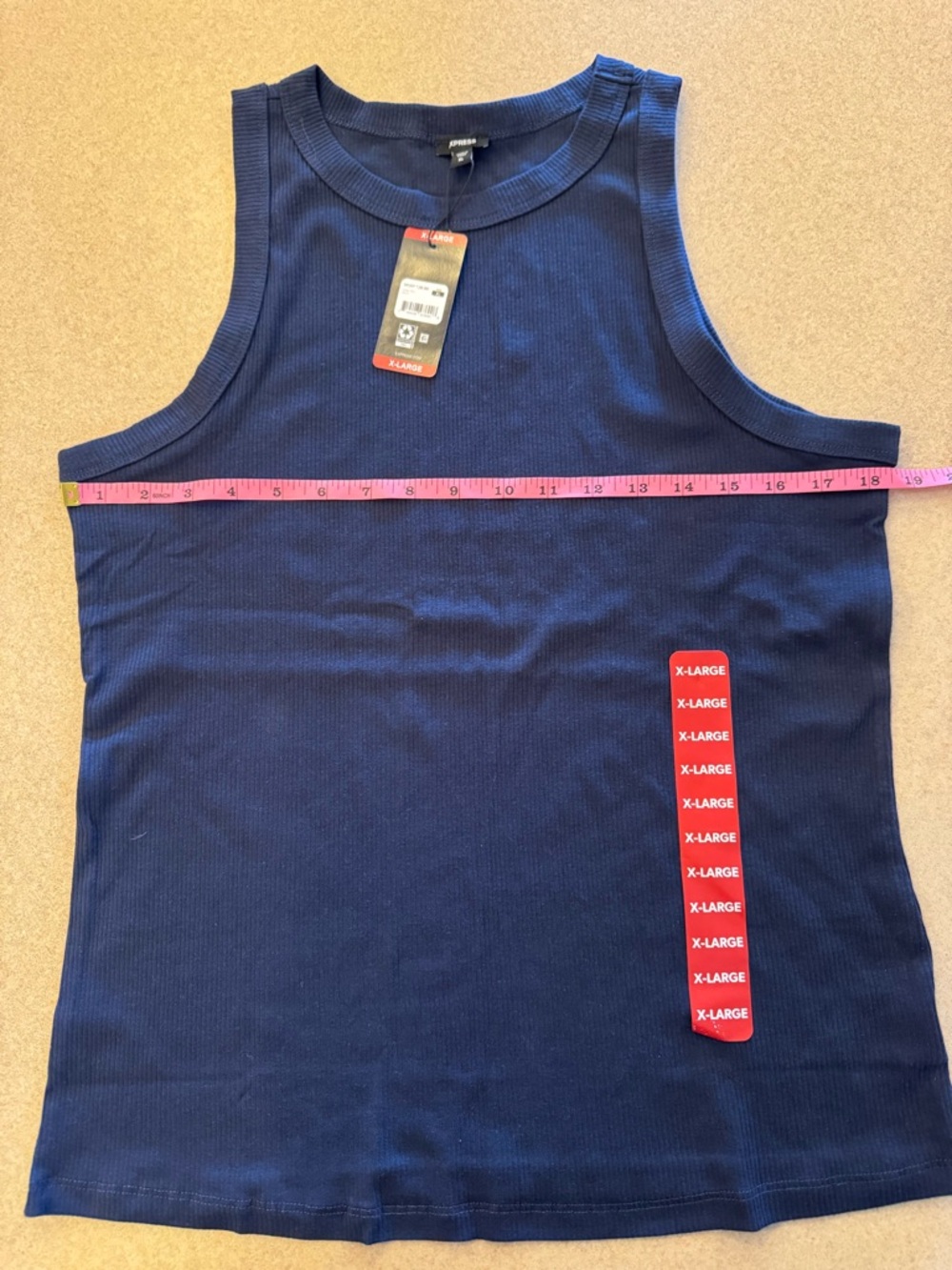 Express Navy Ribbed Tank Top - Picture 4 of 5